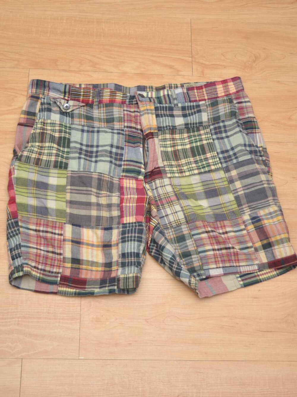 Vintage Polo Ralph Lauren India Madras Plaid Chino Shorts Classic Fit 6" Size 36